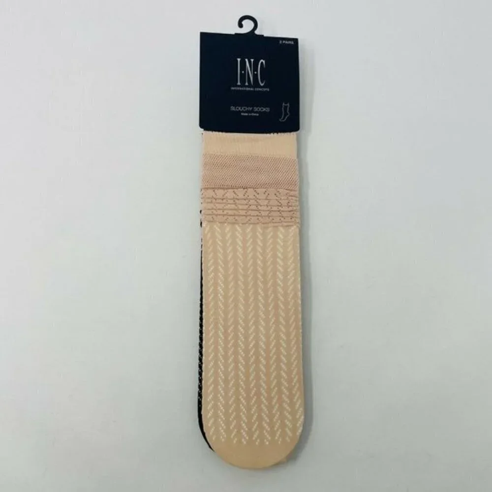 INC International Concepts‎ One Size 2 Pack Slouchy Fashion Socks Pink Black $15